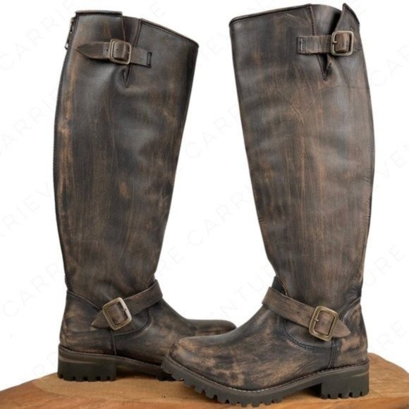 Freebird by Steven Bettle Battle Brown Distressed Leather Engineer Boot 7 - Picture 1 of 15